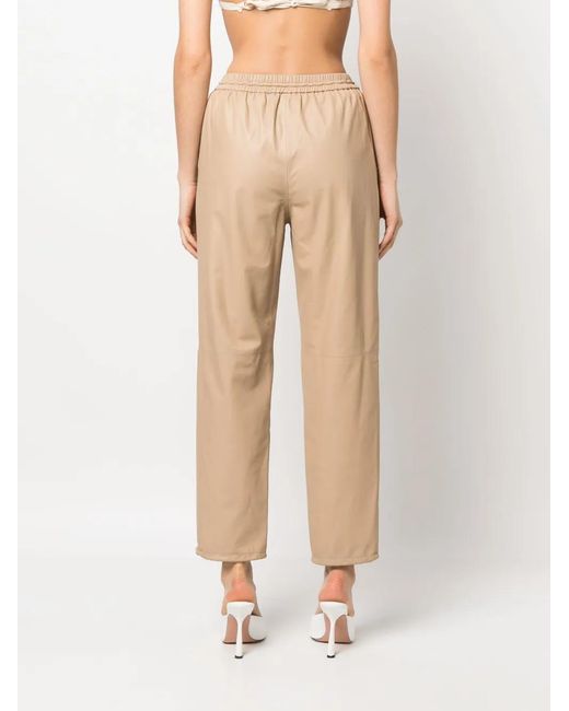 Yves Salomon Natural Straight-Leg Lambskin Trousers
