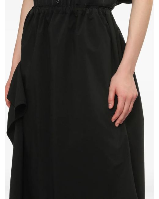 Gonna Midi Con Ruches E Vita Elasticizzata di Y's Yohji Yamamoto in Black