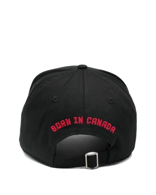DSquared² Black Logo-Patch Baseball Cap for men