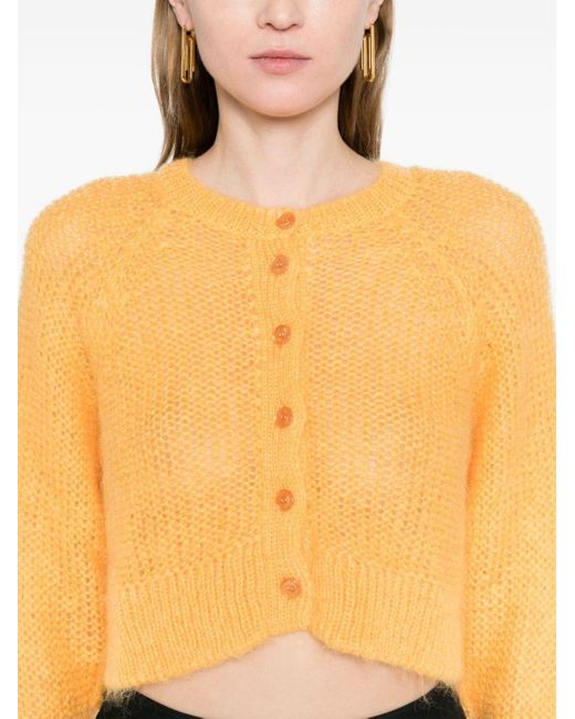 Simone Rocha Yellow Brushed Purl-knit Cardigan