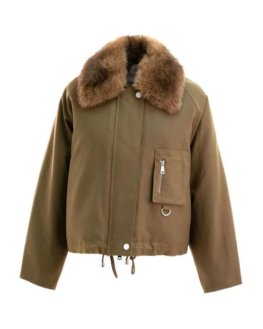 VALENTINI 1972 Brown Faux-Fur Collar Drawstring Jacket