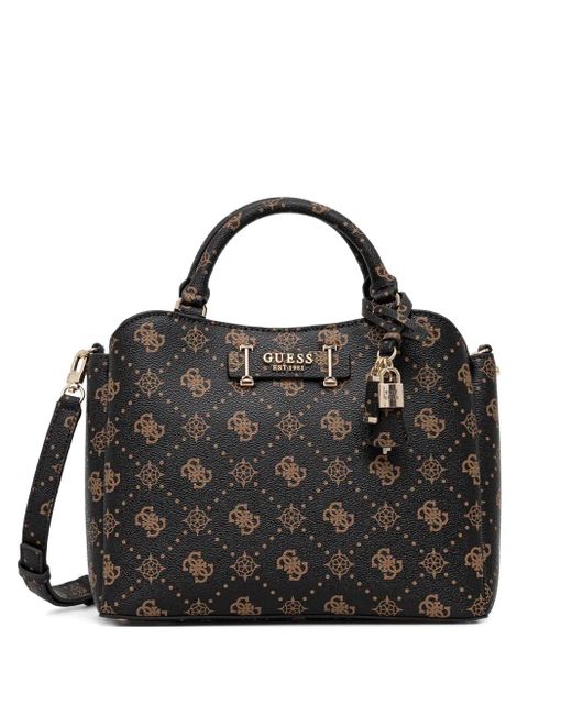 Guess Black Silia Monogram Logo-Plaque Tote Bag