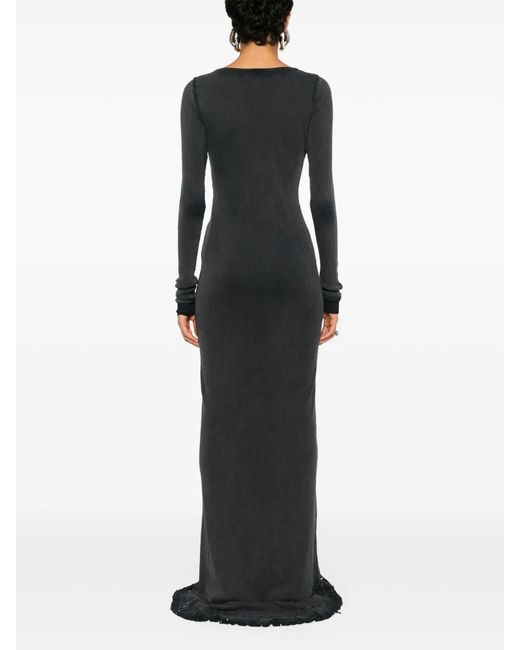 Balenciaga Black Distressed Maxi Dress