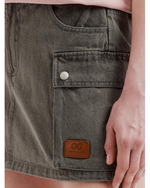 Chocoolate Gray Cargo-Pocket Shorts