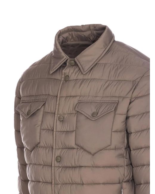 Herno Brown Quilted Button-Up Jacket for men