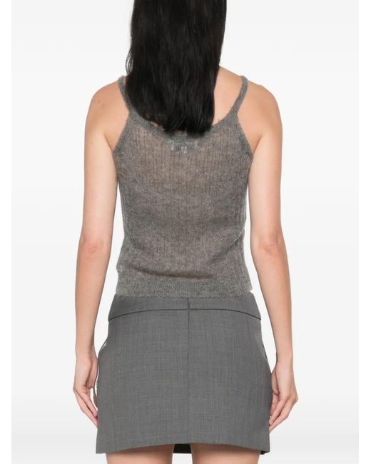 ShuShu/Tong Gray Knit Spaghetti-Straps Top
