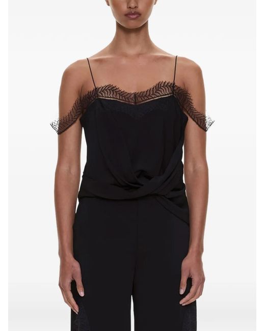 Christopher Esber Black Miro Lace-Trim Top