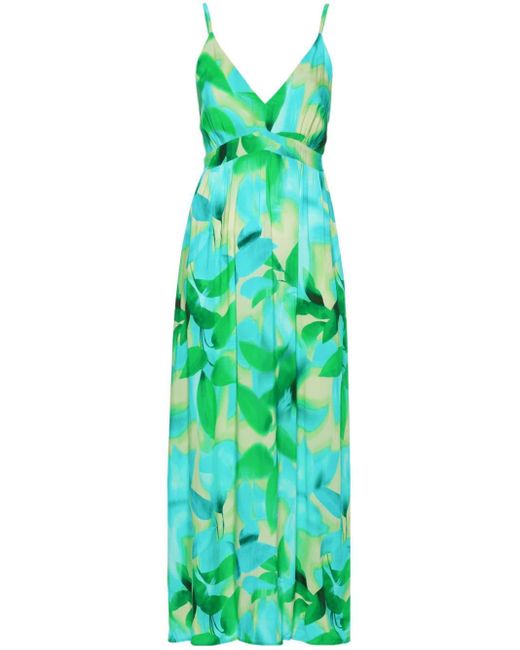 Liu Jo Green Floral-print V-neck Dress