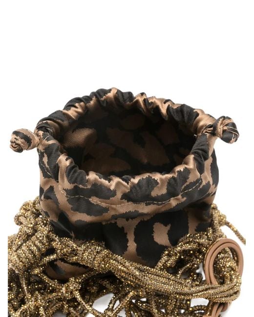 Mini Sac À Dos Frangé À Imprimé Léopard Kurt Geiger en coloris Metallic