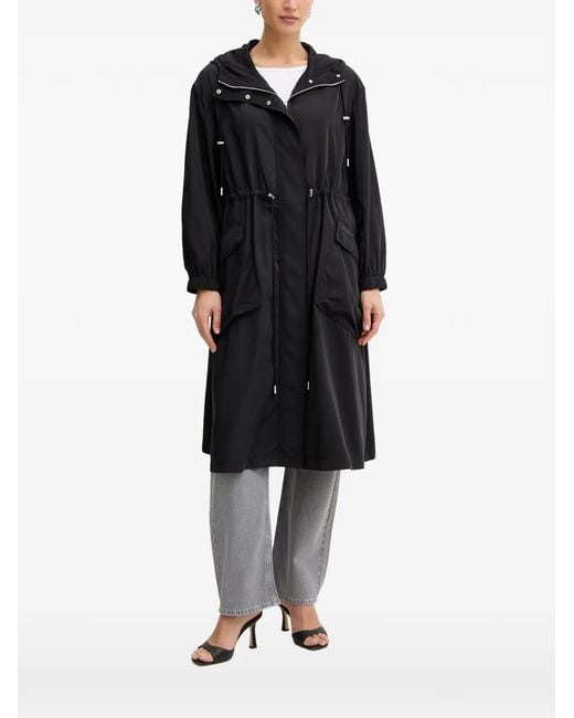 Trussardi Black Drawstring-Waist Parka Coat