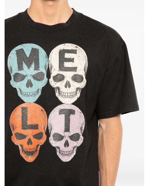 Melt Black Skull-Print T-Shirt for men