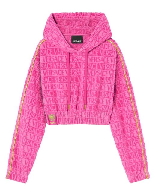 Felpa I Love Baroque Con Cappuccio di Versace in Pink