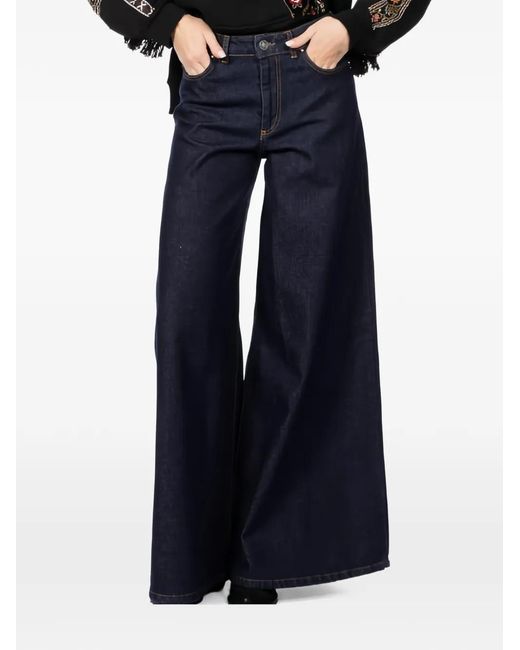 God Save Denim Blue Wide-Leg Jeans