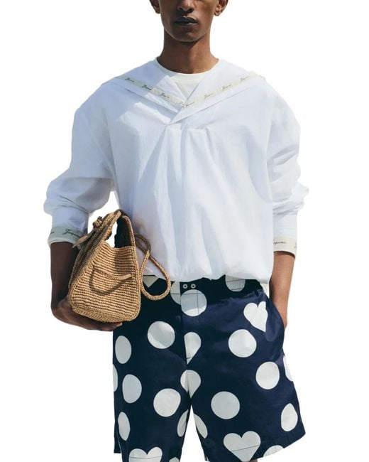 Jacquemus Blue Calewith Dot-Print Shorts for men