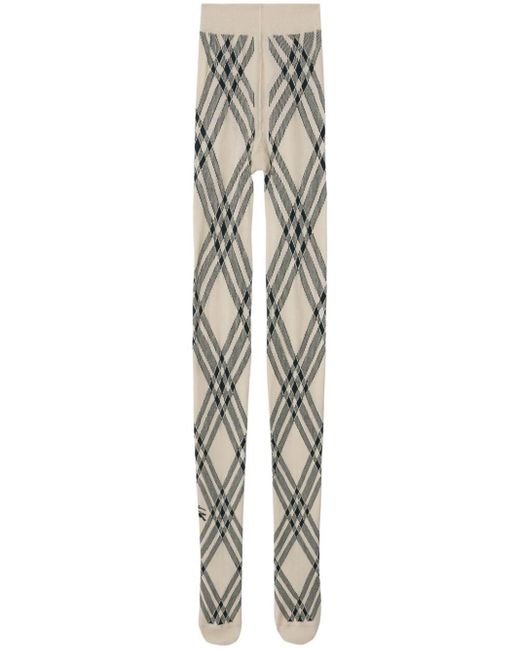 Burberry Natural Check-print Wool-blend Tights