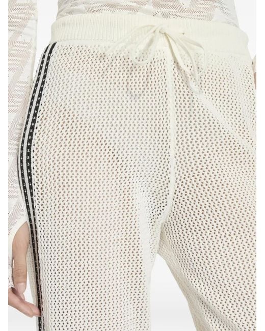 Adidas White Stripe-Detail Drawstring Track Pants
