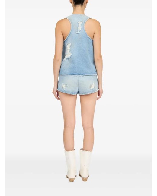 MM6 by Maison Martin Margiela Blue Weste mit abgenutztem Effekt