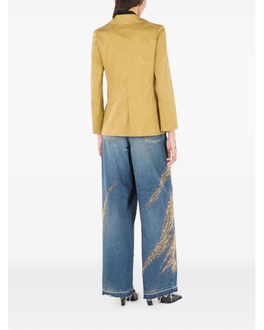 Roberto Cavalli Yellow Double-Breasted Fitted Jacket