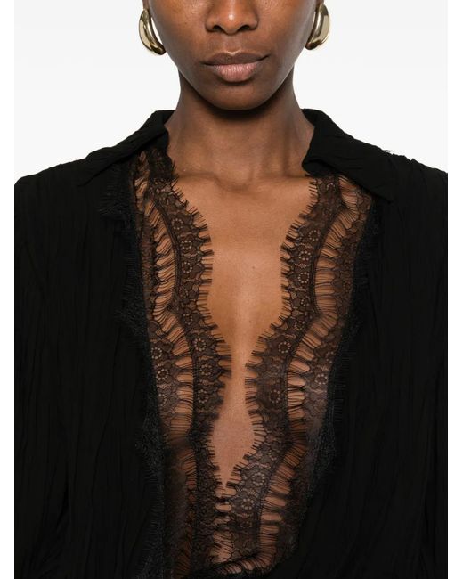 Blumarine Black Lace-Trim Mini Dress