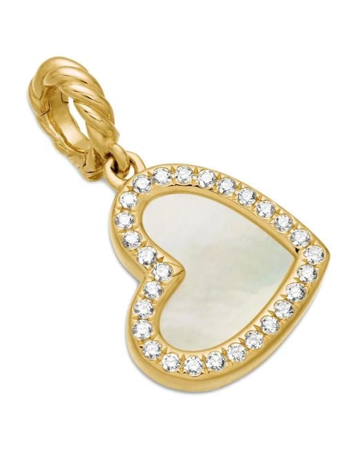 David Yurman Metallic 18Kt Dy Elements Heart Diamond Pendant (19.5Mm)