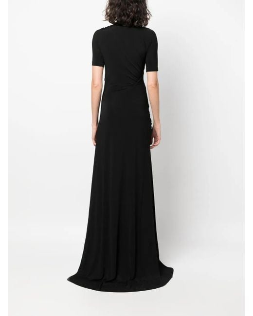 Givenchy Black Gathered Short-Sleeve Maxi Dress