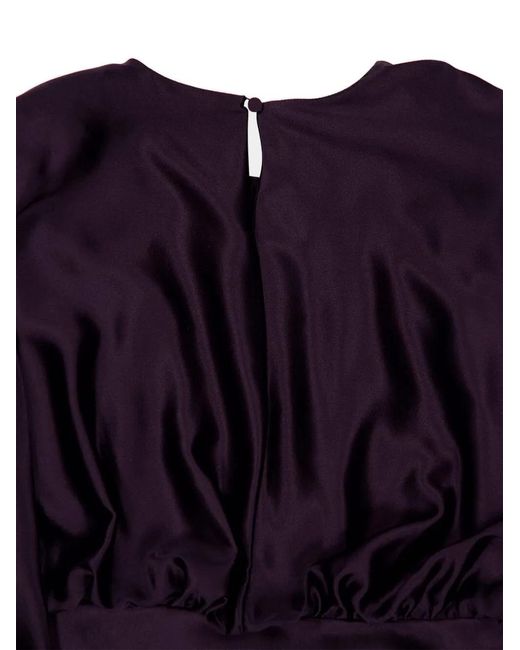 Altuzarra Purple Evinka Long-Sleeve Gathered Silk Dress