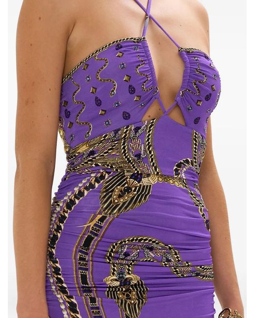 Camilla Purple Luxorland Lady Halterneck Midi Dress