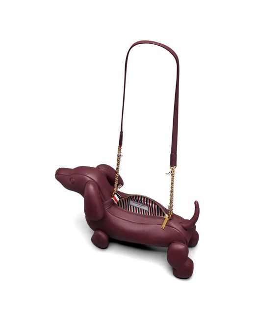 Thom Browne Purple Mini Hector Leather Shoulder Bag