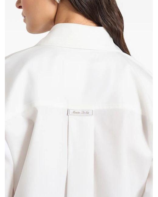 Manière De Voir White Eleni Cropped Shirt With Balloon Sleeves