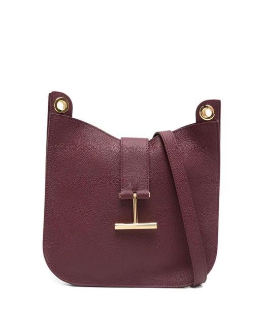 Bolso de hombro pequeño de piel con detalle en T Tom Ford de color Purple