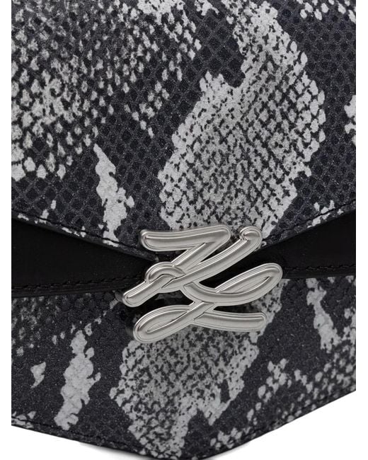 Karl Lagerfeld Metallic Snake-Effect Logo-Plaque Cross Body Bag