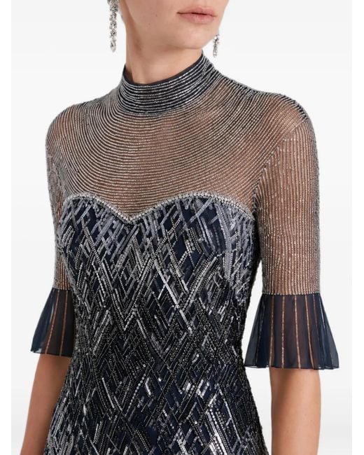Temperley London Blue Sequin-Embellished Gown
