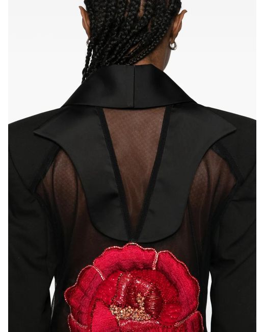 MITILIANE COUTURE Black Robe Courte À Rose Brodée