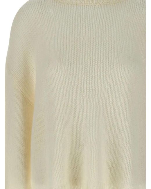 Maglione Con Maniche A Spalla Bassa di Soft Goat in Natural