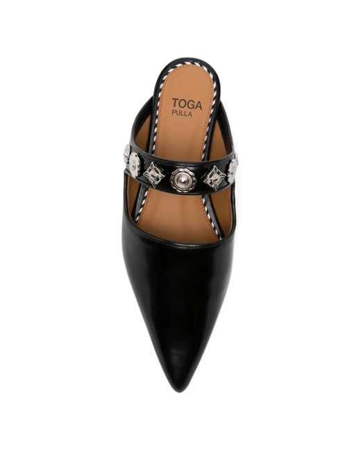 Toga Black Mules En Cuir