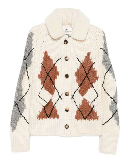 Ermanno Scervino Natural Cardigan mit Shearling-Kragen