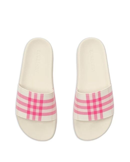 Burberry Pink Check Slides