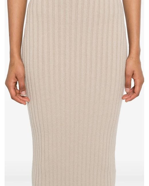 Max Mara Natural Seta Ribbed-Knit Midi Skirt