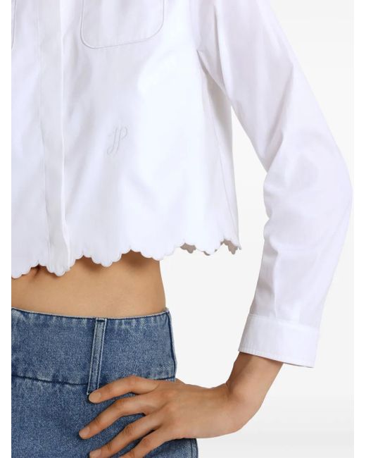 Patou White Cropped Shirt With Classic Collar