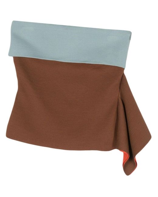 Minijupe drapée à design asymétrique Fendi en coloris Brown