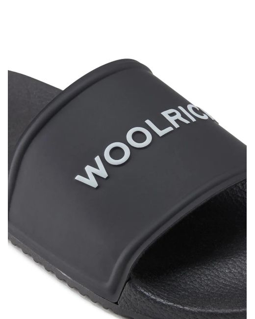 Woolrich Black Logo-Embossed Flip Flops for men