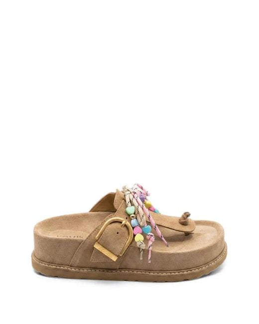KOMIS & KOMIS Natural Beaded Buckle-Fastening Sandals
