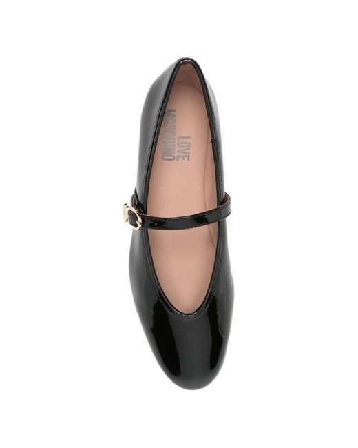 Love Moschino White Patent-Finish Falt Pumps