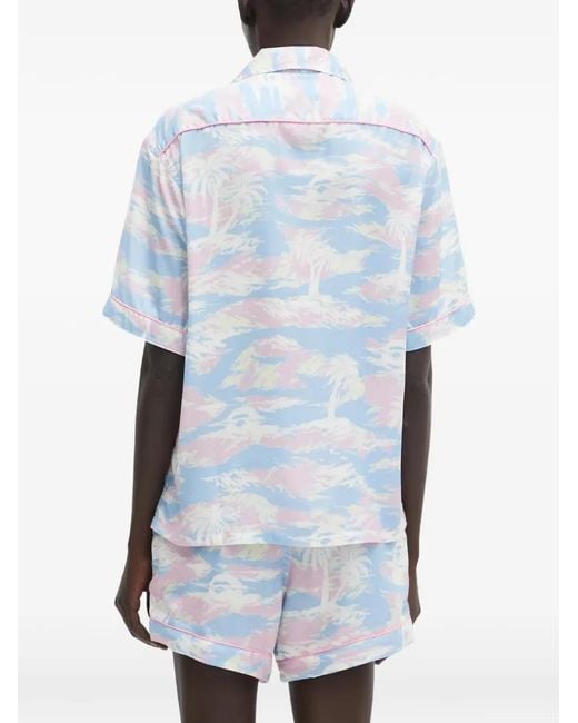 A Bathing Ape Blue Short-Sleeve Pocket Patterned Shirt