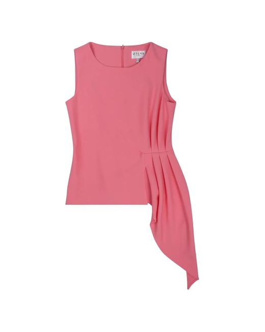 OSCAR THE COLLECTION Pink Pleated Draped Top
