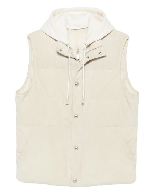 Eleventy Natural Hooded Quilted Gilet for men