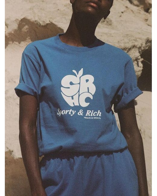 Sporty & Rich Blue Apple Cotton T-Shirt