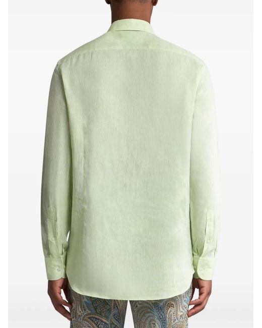 Etro Green Pegaso-Embroidered Shirt for men