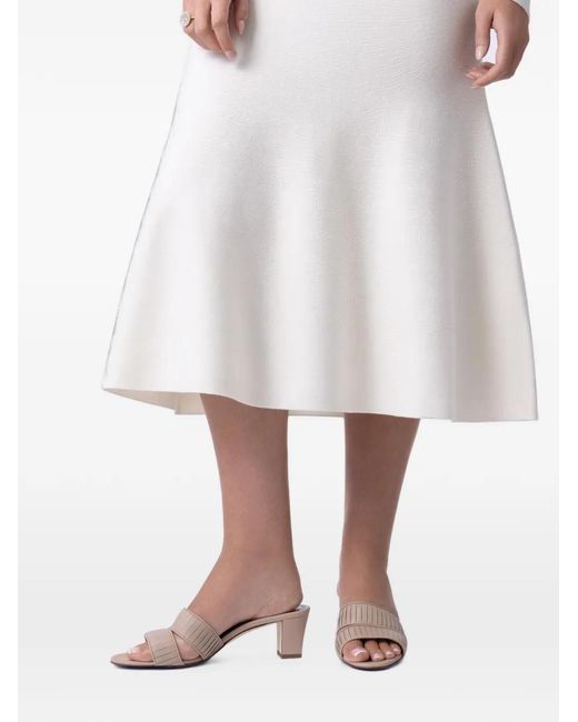Manolo Blahnik Natural Lusinamu Pleated Leather Sandals