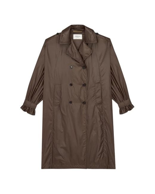 Saint Laurent Brown Double-Breasted Trench Coat